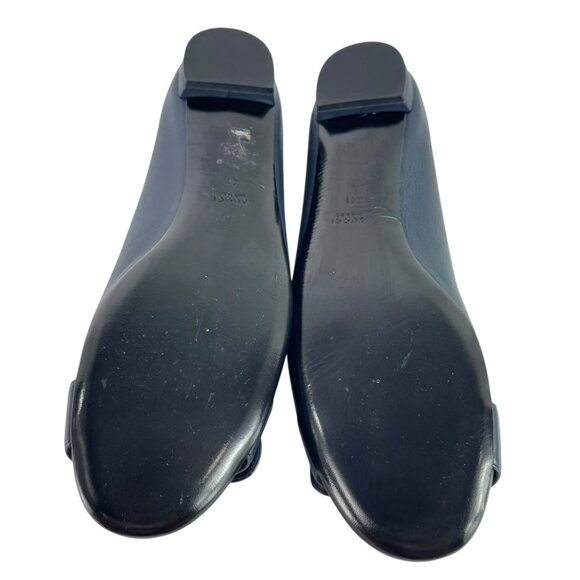 GUCCI Sachalin Navy Blue Leather GG Front Logo Cap Toe Ballet Flats 41 - 11US - Picture 9 of 11